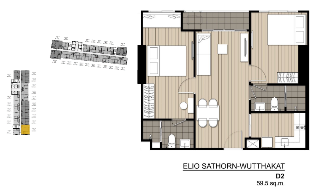 Elio Sathorn-Wutthakat 2 Bedroom Type D2