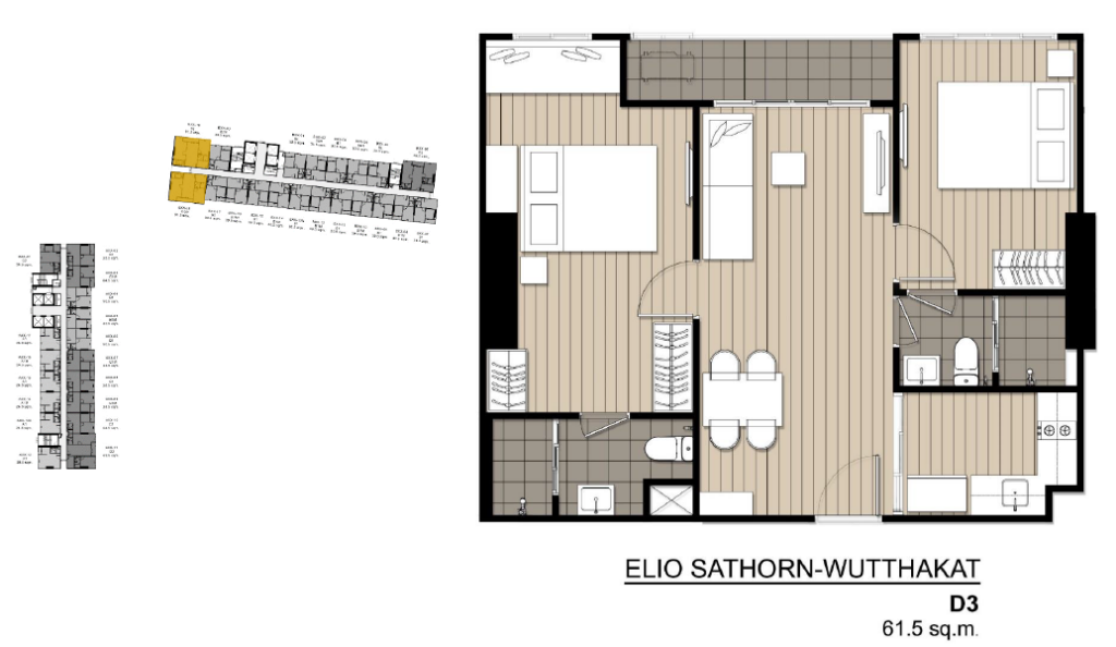 Elio Sathorn-Wutthakat 2 Bedroom Type D3