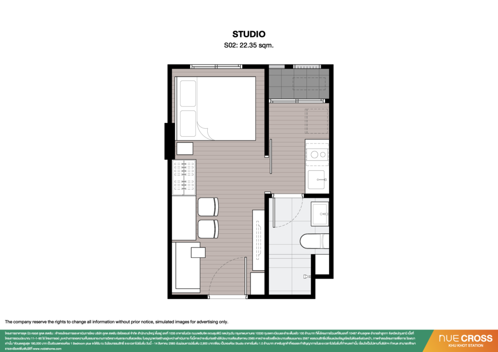 Nue Cross Khu khot Station studio 22.35 sqm.