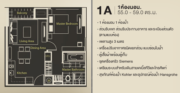 Quattro by Sansiri 1 Bedroom 1A