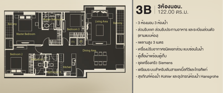 Quattro by Sansiri 3 Bedrooms 3B