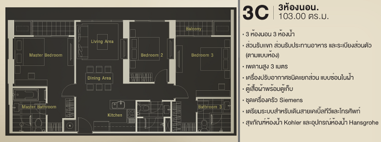 Quattro by Sansiri 3 Bedrooms 3C