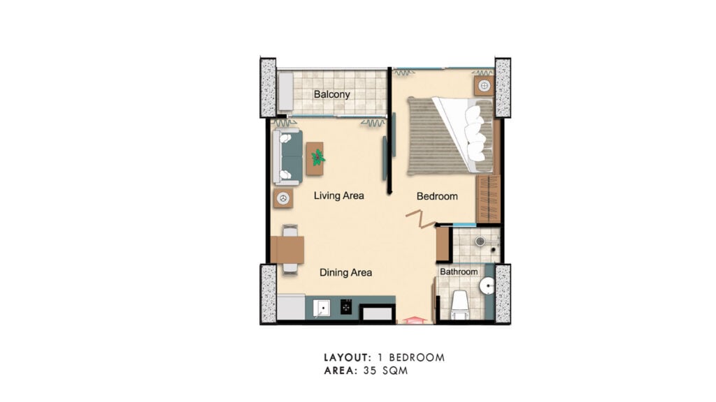 The Cloud Condominium Pattaya 1 Bedroom 35 sqm.