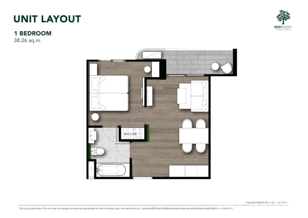 ECO Resort Bang Saray 1 Bedroom 38.26 sqm.