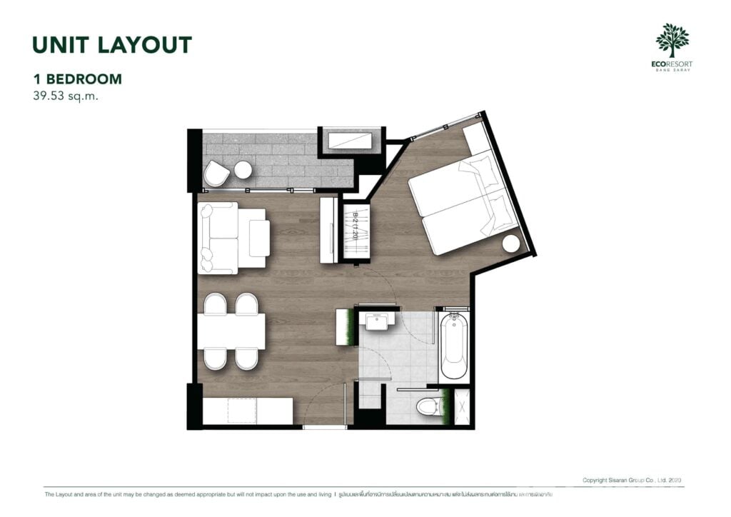 ECO Resort Bang Saray 1 Bedroom 39.53 sqm.