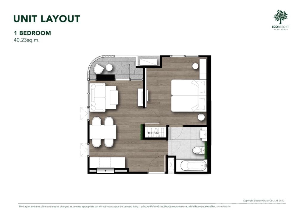 ECO Resort Bang Saray 1 Bedroom 40.23 sqm.