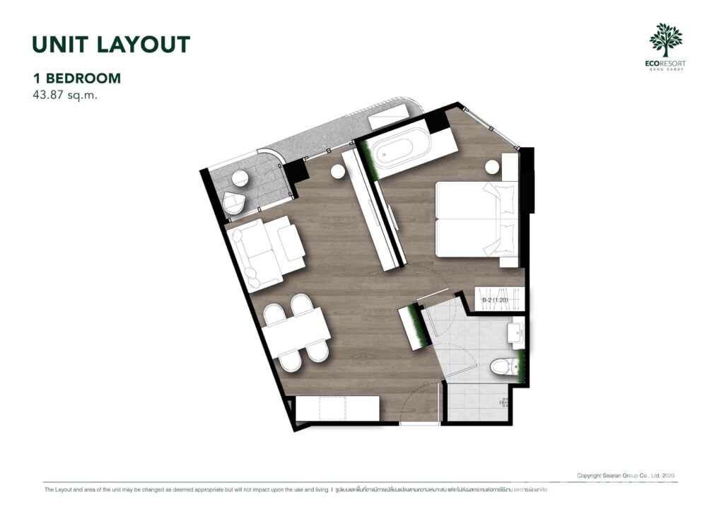 ECO Resort Bang Saray 1 Bedroom 43.87 sqm.