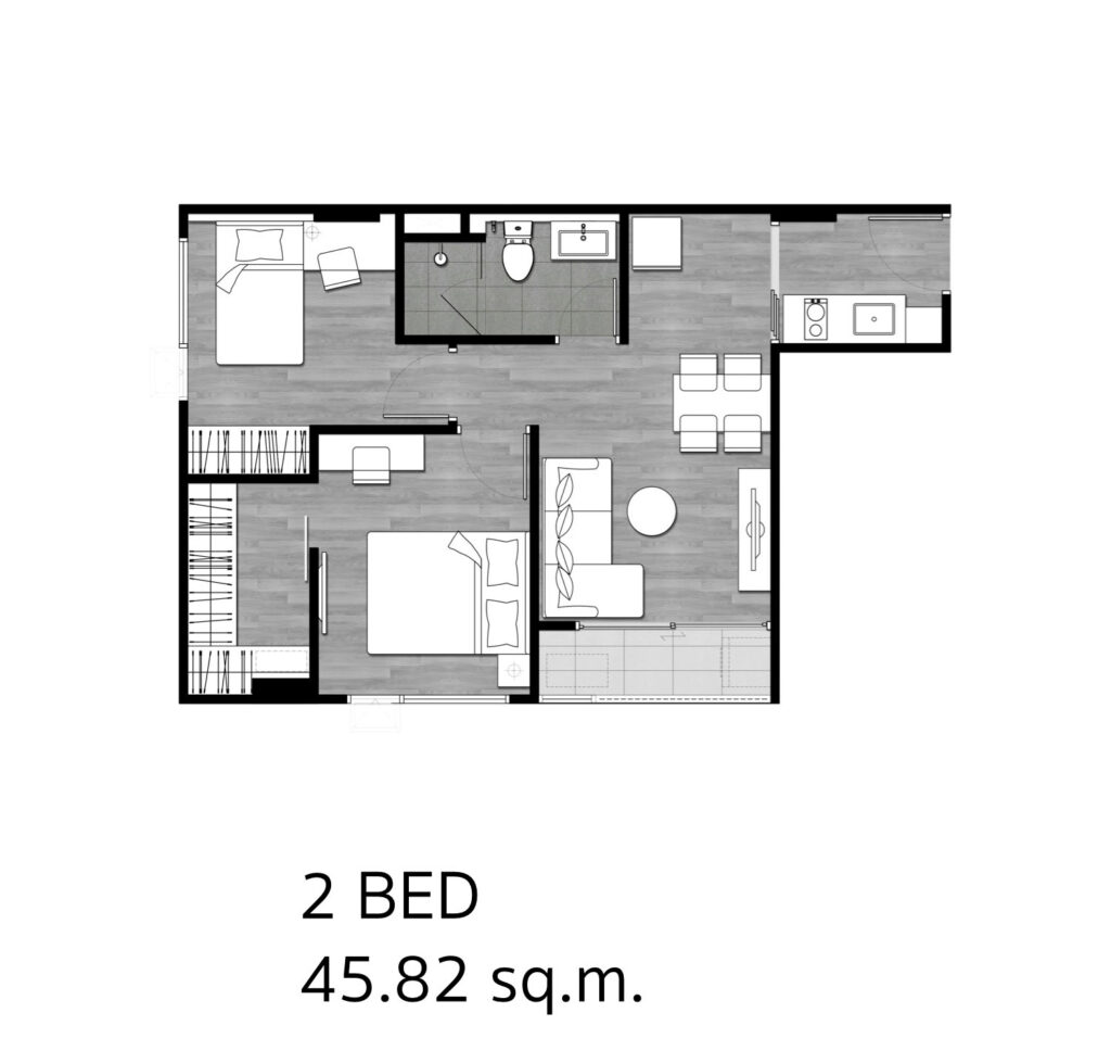 Beat Bangwa Interchange 2 Bedroom 45.82 sqm.