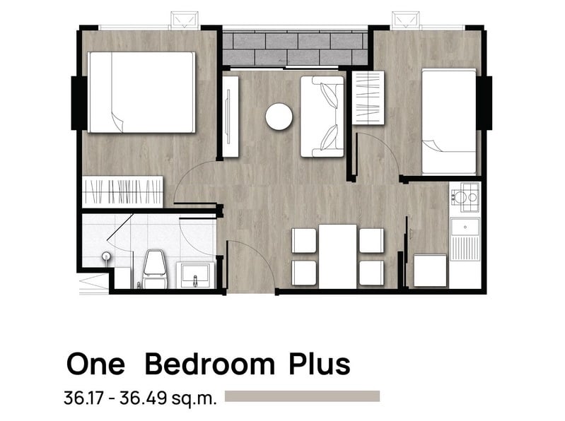 Beat Sukhumvit 98 1 Bedroom Plus 36.17 sqm.