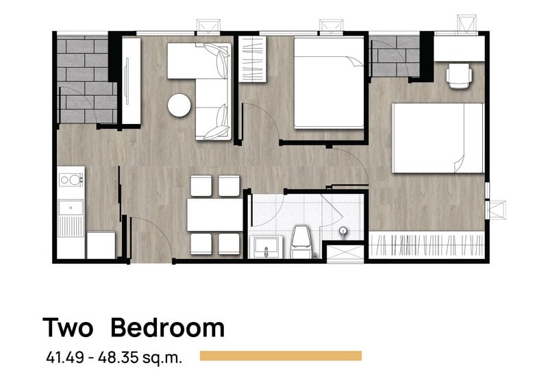 Beat Sukhumvit 98 2 Bedroom 41.49 sqm.