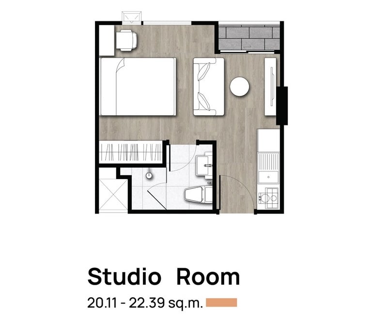 Beat Sukhumvit Studio 20.11 sqm.