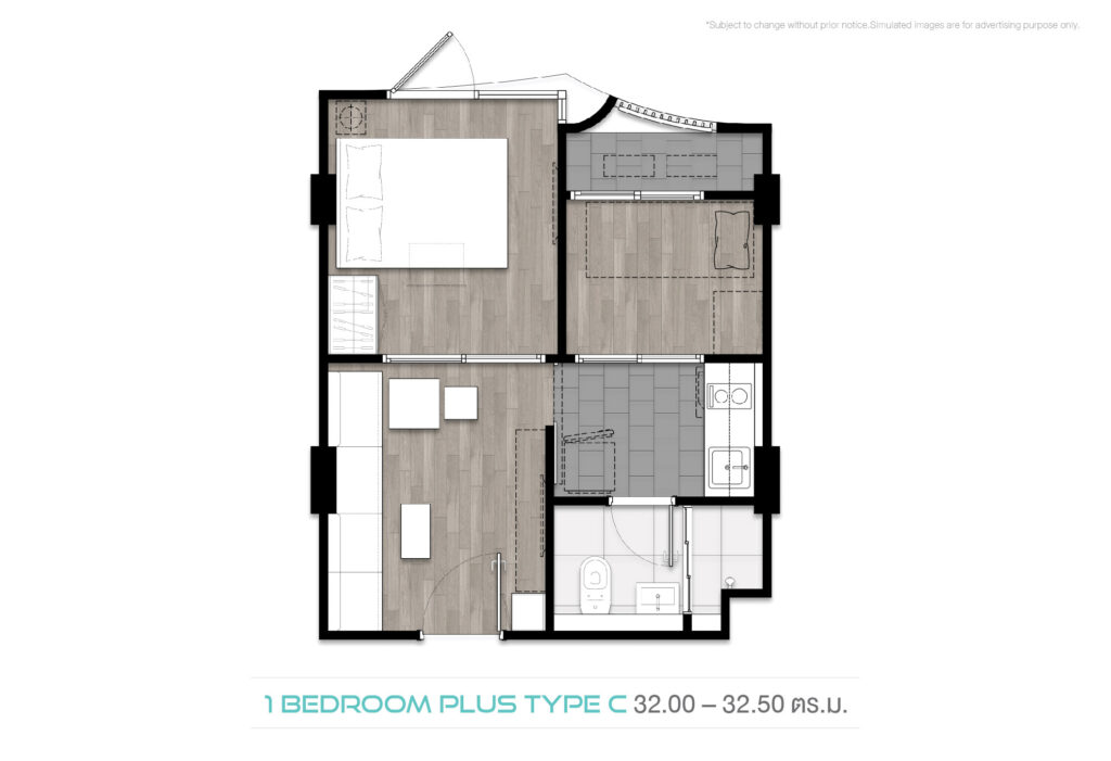 Blue Phahonyothin 35 1 Bedroom Plus Type C 32.00-32.50 sqm.