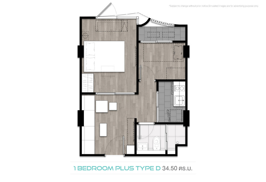 Blue Phahonyothin 35 1 Bedroom Plus Type D 34.50 sqm.