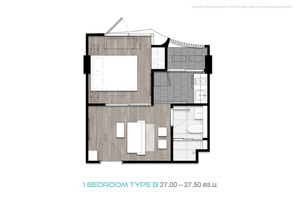 Blue Phahonyothin 35 1 Bedroom Type B 27.00-27.50 sqm.