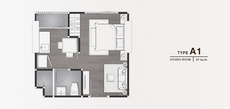 Chewathai Phetkasem 27 Studio Type A1 24 sqm.