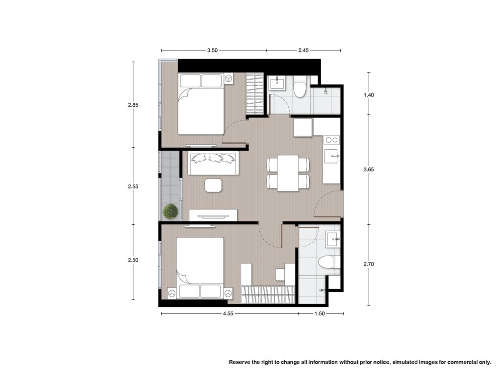 Nue Mega Plus Bangna 2 Bedroom 45.00 sqm.