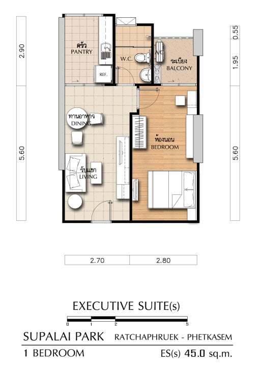 Supalai Park Ratchaphruek-Phetkasem 1 Bedroom 45 sqm.