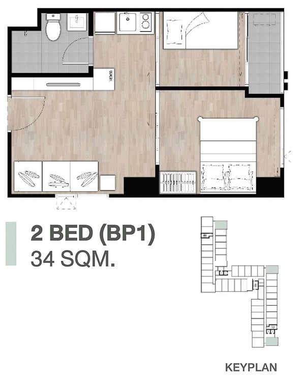 The Origin Phahol-Saphanmai 2 Bedroom BP1