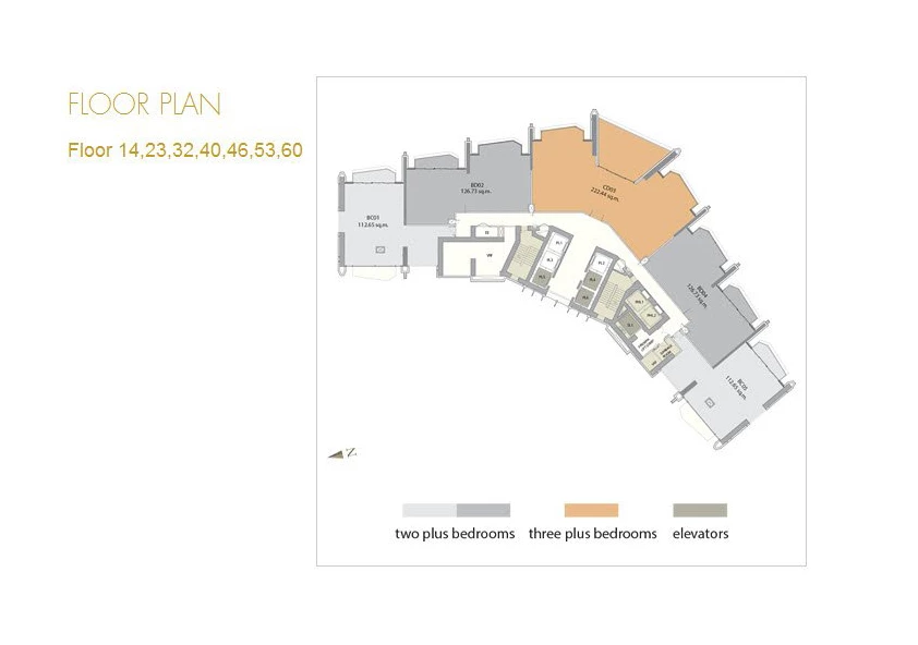 Magnolias Waterfront Residences 14th, 23rd, 32nd, 40th, 46th, 53rd, 60th floor