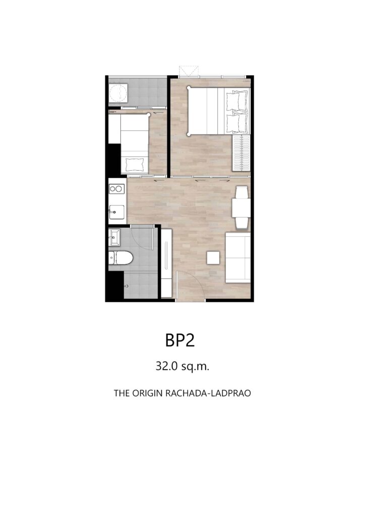 The Origin Ratchada-Ladprao 1 Bedroom Plus Type BP2 32.00 sqm.