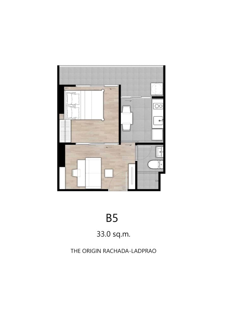 The Origin Ratchada-Ladprao 1 Bedroom Type B5 33.00 sqm.