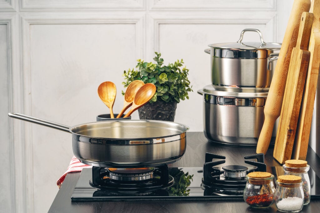 frying-pan-on-the-gas-stove-in-a-kitchen