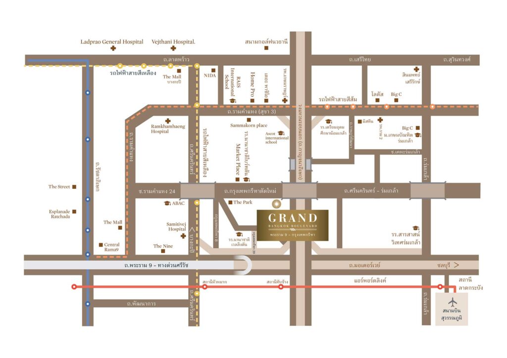 Grand Bangkok Boulevard Rama9 Krungthep Krita Map