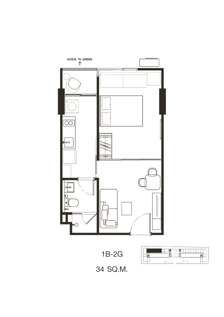 Quintara Phume Sukhumvit 39 1 bedroom 1B-2G